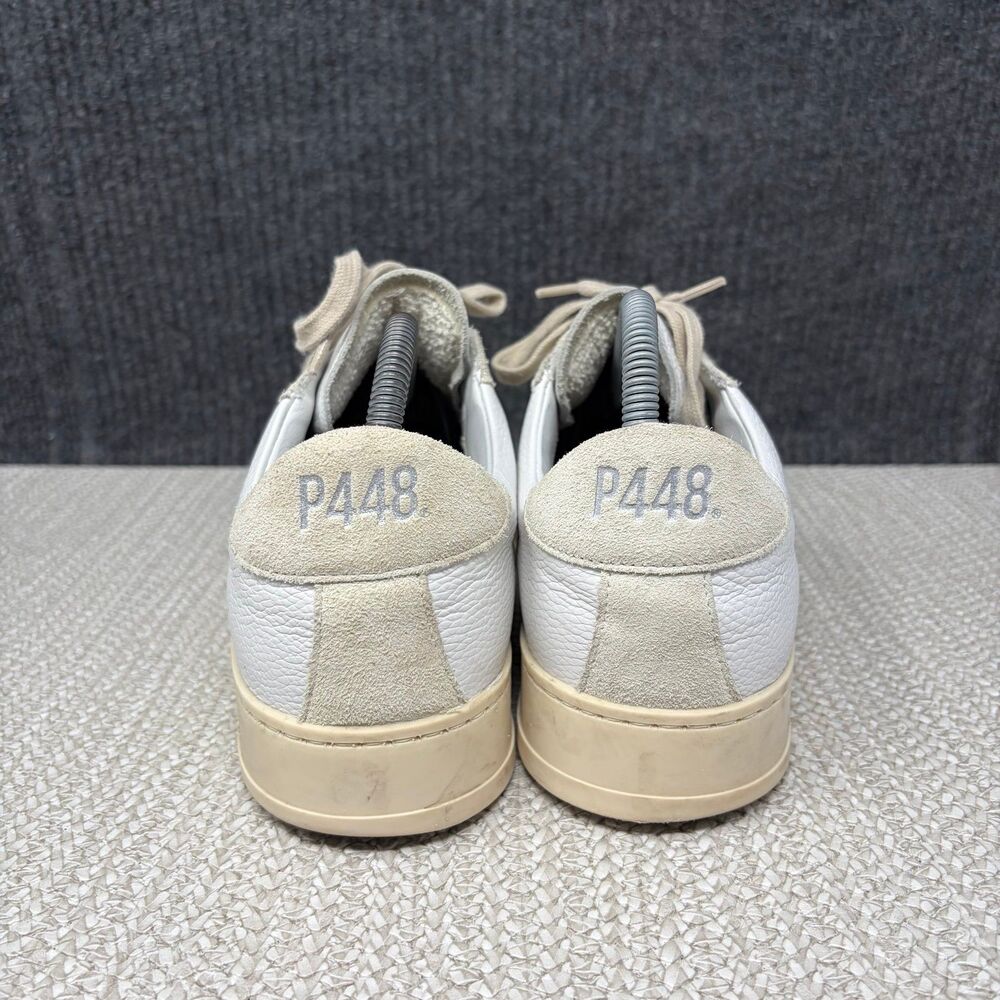 P448 John Low Top Leather Suede Sneakers Shoes White Cream Women’s 41 US 10 - Picture 4 of 8